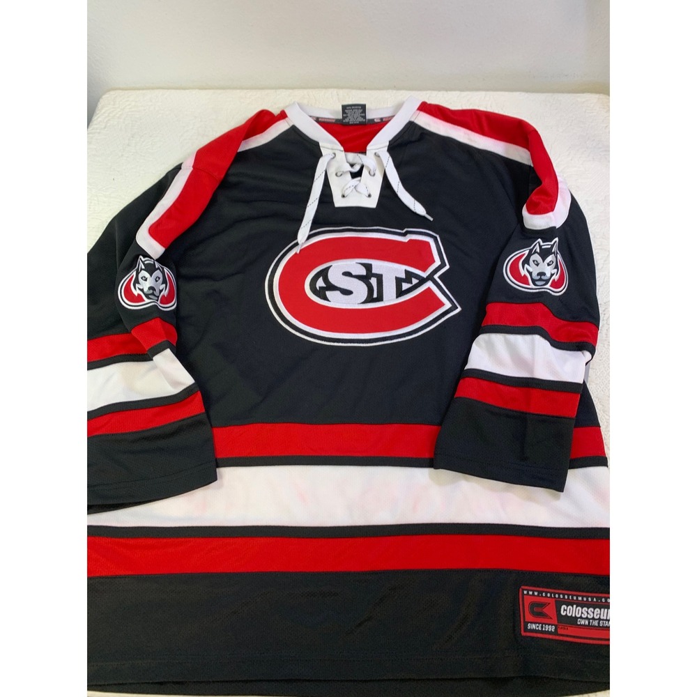 Colosseum St Cloud‎ State Huskies Hockey Jersey Embroidered Large Black Red  NWT